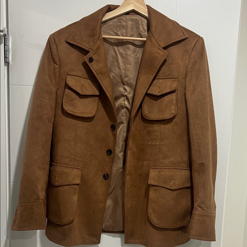 Men's Brown Suede-like Jacket